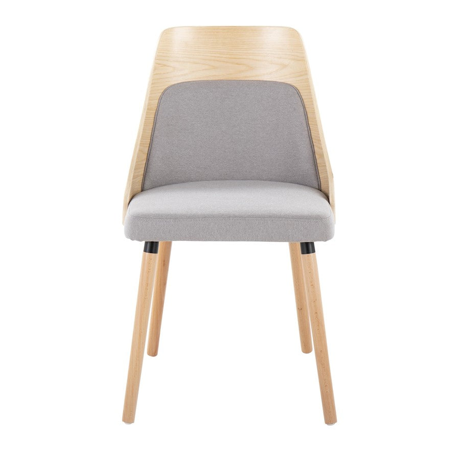 LumiSource Anabelle Dining Chair Set of 2 | Natural Wood & Grey Fabric | Mid-Century Modern Dining Room | Model CH-ANBEL1NAGY2