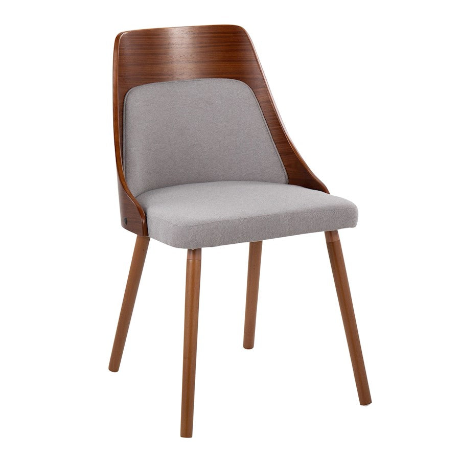LumiSource Anabelle Dining Chair Set of 2 | Walnut Wood & Grey Fabric | Mid-Century Modern Dining Room | Model CH-ANBEL1WLGY2