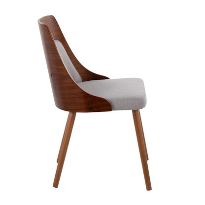 LumiSource Anabelle Dining Chair Set of 2 | Walnut Wood & Grey Fabric | Mid-Century Modern Dining Room | Model CH-ANBEL1WLGY2