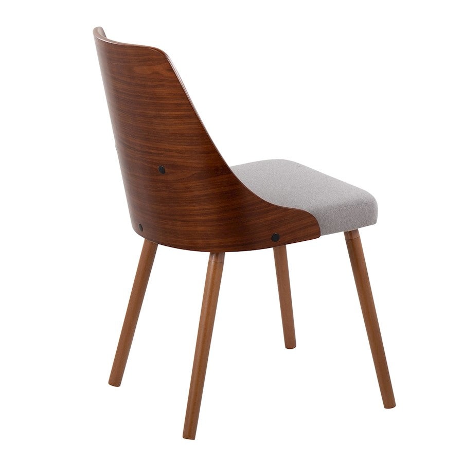LumiSource Anabelle Dining Chair Set of 2 | Walnut Wood & Grey Fabric | Mid-Century Modern Dining Room | Model CH-ANBEL1WLGY2