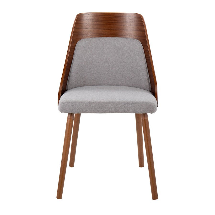 LumiSource Anabelle Dining Chair Set of 2 | Walnut Wood & Grey Fabric | Mid-Century Modern Dining Room | Model CH-ANBEL1WLGY2