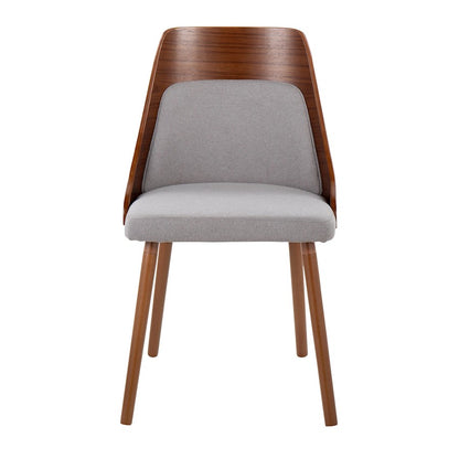 LumiSource Anabelle Dining Chair Set of 2 | Walnut Wood & Grey Fabric | Mid-Century Modern Dining Room | Model CH-ANBEL1WLGY2
