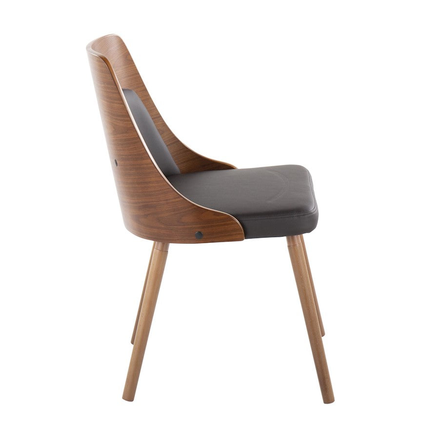 LumiSource Anabelle Dining Chair Set of 2 | Mid-Century Walnut Wood and Brown PU | Kitchen & Dining Room Seating | Model CH-ANBEL1WLPUBN2
