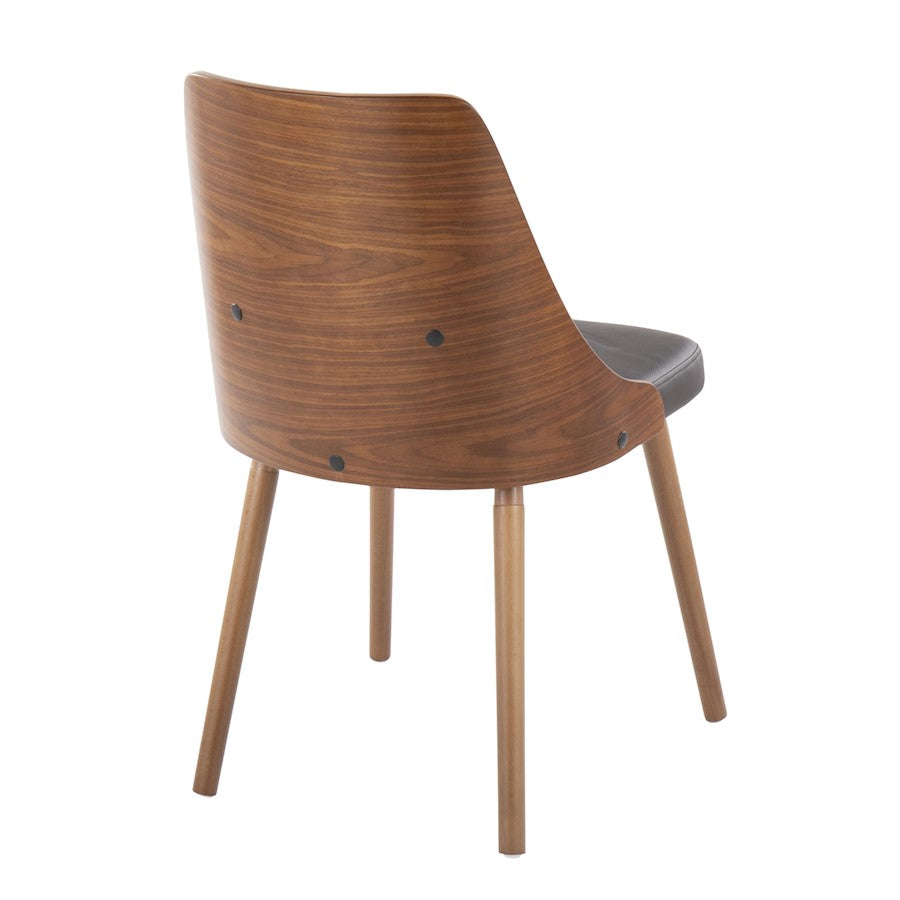 LumiSource Anabelle Dining Chair Set of 2 | Mid-Century Walnut Wood and Brown PU | Kitchen & Dining Room Seating | Model CH-ANBEL1WLPUBN2