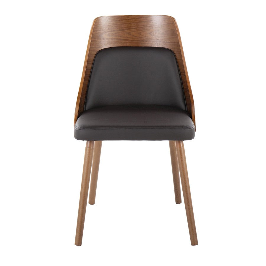 LumiSource Anabelle Dining Chair Set of 2 | Mid-Century Walnut Wood and Brown PU | Kitchen & Dining Room Seating | Model CH-ANBEL1WLPUBN2