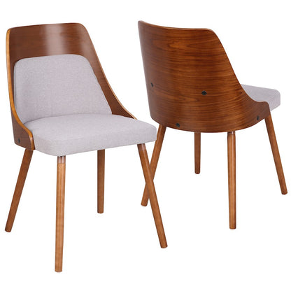 LumiSource Anabelle Dining Chair | Mid-Century Grey Fabric and Walnut Wood | Kitchen & Dining Room Seating | Model CH-ANBELWL-GY