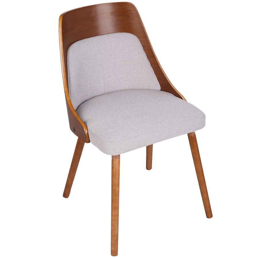 LumiSource Anabelle Dining Chair | Mid-Century Grey Fabric and Walnut Wood | Kitchen & Dining Room Seating | Model CH-ANBELWL-GY