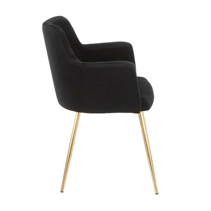 LumiSource Andrew Chair Set of 2 | Contemporary Gold Metal and Black Velvet | Living Room & Dining Room Seating | Model CH-ANDRWAUVBK2