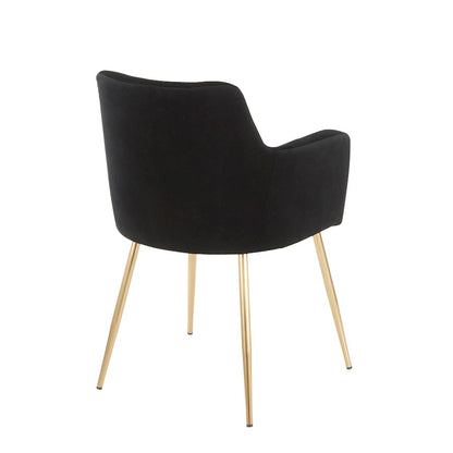 LumiSource Andrew Chair Set of 2 | Contemporary Gold Metal and Black Velvet | Living Room & Dining Room Seating | Model CH-ANDRWAUVBK2
