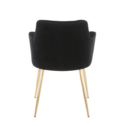 LumiSource Andrew Chair Set of 2 | Contemporary Gold Metal and Black Velvet | Living Room & Dining Room Seating | Model CH-ANDRWAUVBK2