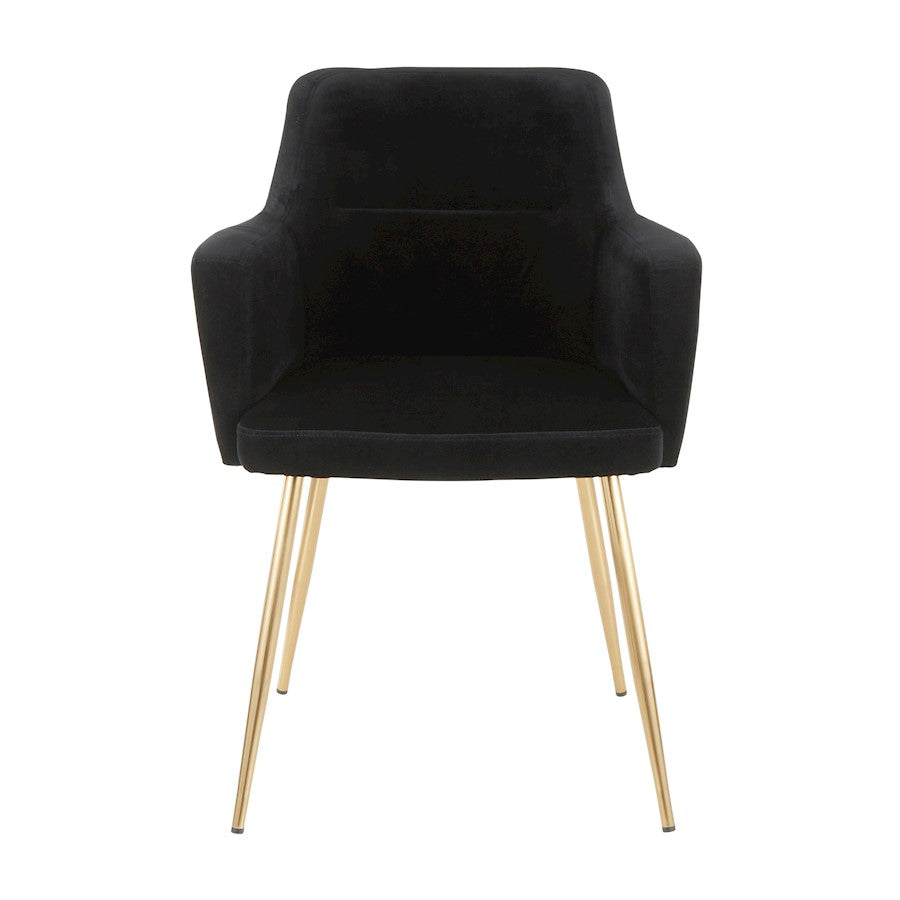 LumiSource Andrew Chair Set of 2 | Contemporary Gold Metal and Black Velvet | Living Room & Dining Room Seating | Model CH-ANDRWAUVBK2