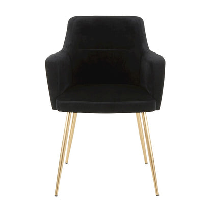 LumiSource Andrew Chair Set of 2 | Contemporary Gold Metal and Black Velvet | Living Room & Dining Room Seating | Model CH-ANDRWAUVBK2