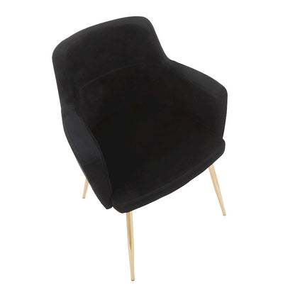 LumiSource Andrew Chair Set of 2 | Contemporary Gold Metal and Black Velvet | Living Room & Dining Room Seating | Model CH-ANDRWAUVBK2