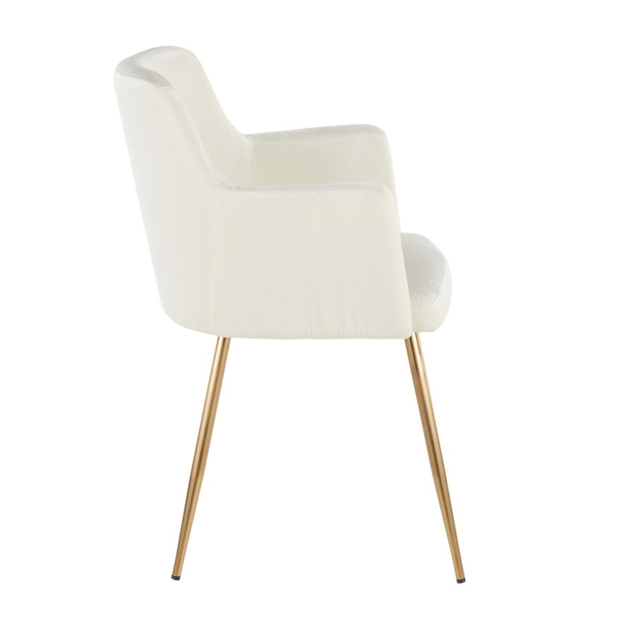 LumiSource Andrew Chair Set of 2 | Contemporary Gold Metal and Cream Velvet | Living Room & Dining Room Seating | Model CH-ANDRWAUVCR2