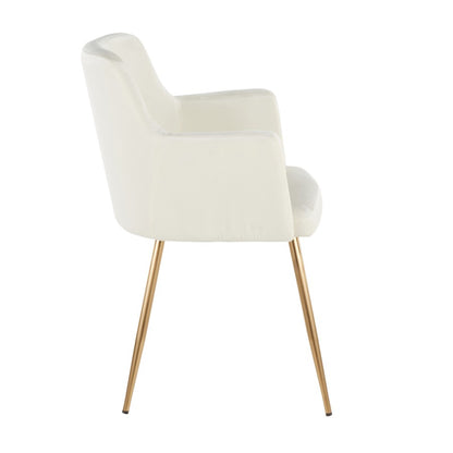 LumiSource Andrew Chair Set of 2 | Contemporary Gold Metal and Cream Velvet | Living Room & Dining Room Seating | Model CH-ANDRWAUVCR2