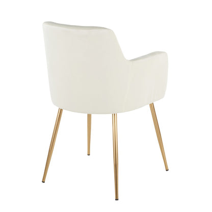 LumiSource Andrew Chair Set of 2 | Contemporary Gold Metal and Cream Velvet | Living Room & Dining Room Seating | Model CH-ANDRWAUVCR2