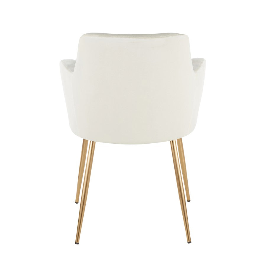 LumiSource Andrew Chair Set of 2 | Contemporary Gold Metal and Cream Velvet | Living Room & Dining Room Seating | Model CH-ANDRWAUVCR2