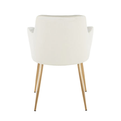 LumiSource Andrew Chair Set of 2 | Contemporary Gold Metal and Cream Velvet | Living Room & Dining Room Seating | Model CH-ANDRWAUVCR2