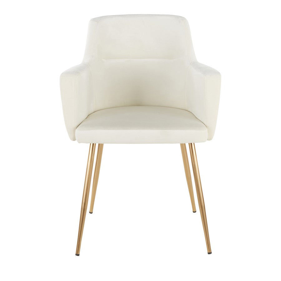 LumiSource Andrew Chair Set of 2 | Contemporary Gold Metal and Cream Velvet | Living Room & Dining Room Seating | Model CH-ANDRWAUVCR2