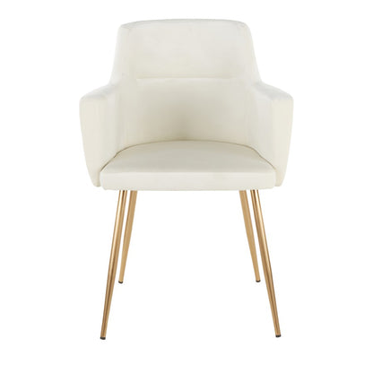 LumiSource Andrew Chair Set of 2 | Contemporary Gold Metal and Cream Velvet | Living Room & Dining Room Seating | Model CH-ANDRWAUVCR2