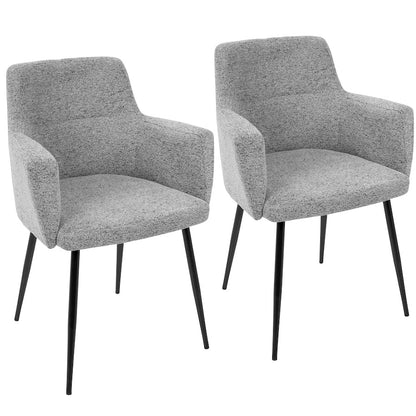LumiSource Andrew Dining Chair (Set of 2) | Contemporary Grey Fabric and Black Metal | Kitchen & Dining Room Seating | Model CH-ANDRWBK-GY2