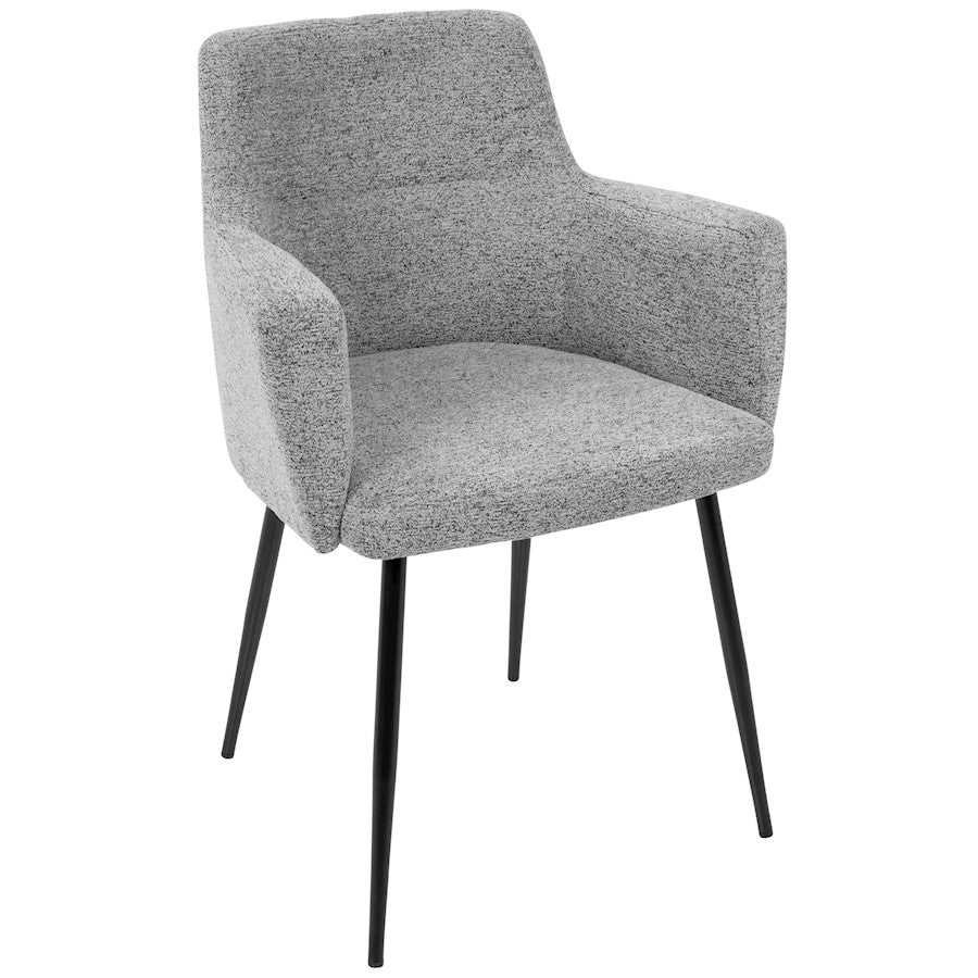 LumiSource Andrew Dining Chair (Set of 2) | Contemporary Grey Fabric and Black Metal | Kitchen & Dining Room Seating | Model CH-ANDRWBK-GY2