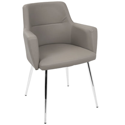 LumiSource Andrew Dining Chair (Set of 2) | Contemporary Grey Fabric and Chrome Metal | Kitchen & Dining Room Seating | Model CH-ANDRWGY2