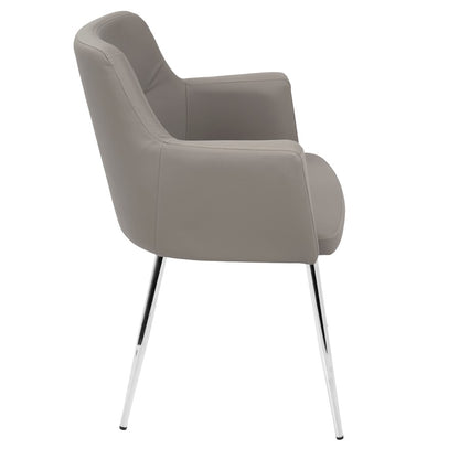 LumiSource Andrew Dining Chair (Set of 2) | Contemporary Grey Fabric and Chrome Metal | Kitchen & Dining Room Seating | Model CH-ANDRWGY2