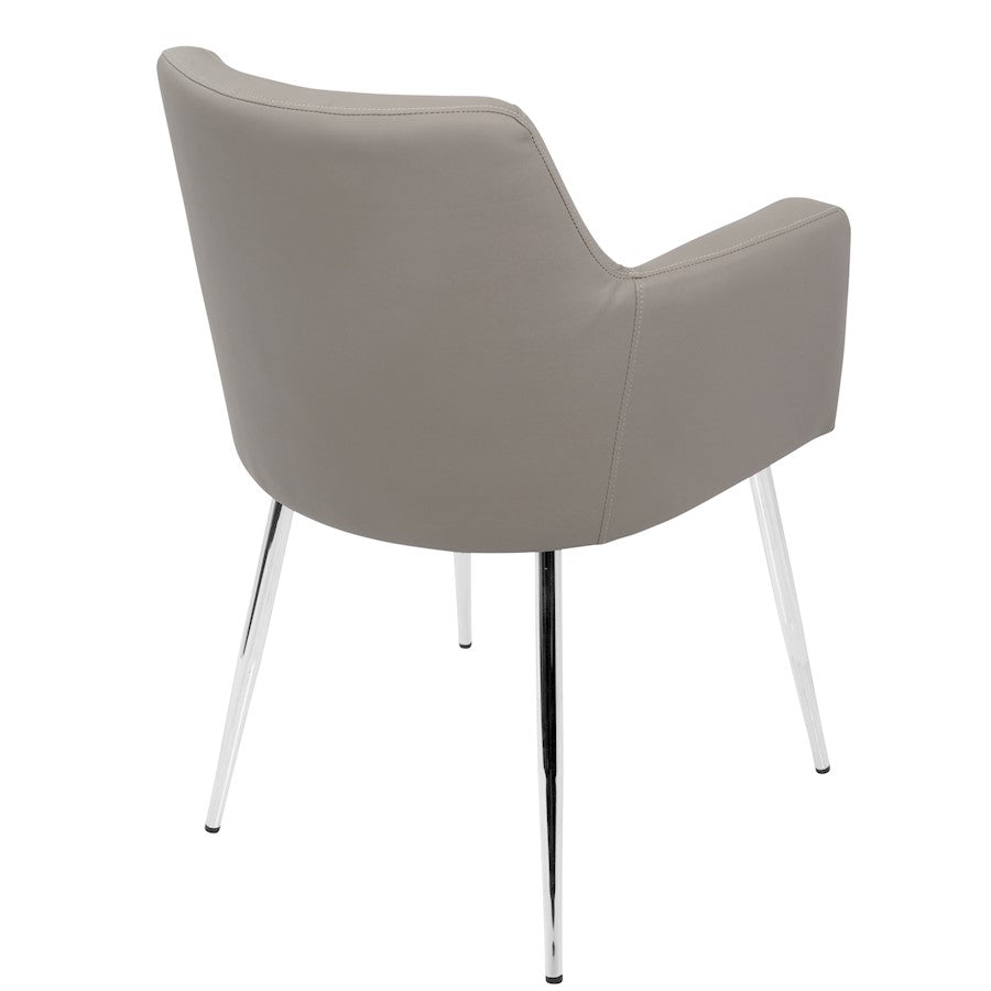 LumiSource Andrew Dining Chair (Set of 2) | Contemporary Grey Fabric and Chrome Metal | Kitchen & Dining Room Seating | Model CH-ANDRWGY2