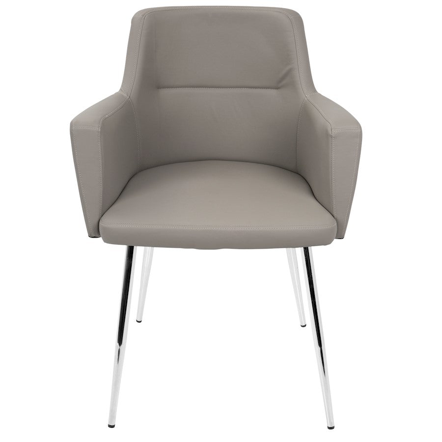 LumiSource Andrew Dining Chair (Set of 2) | Contemporary Grey Fabric and Chrome Metal | Kitchen & Dining Room Seating | Model CH-ANDRWGY2