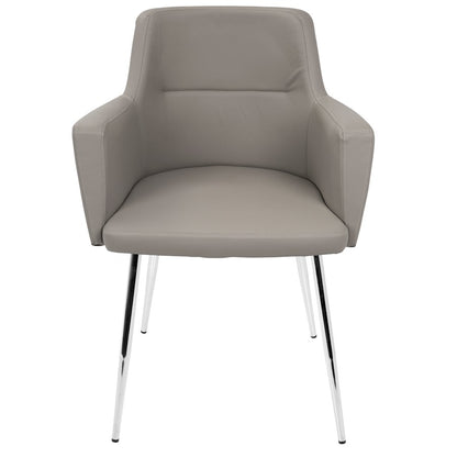 LumiSource Andrew Dining Chair (Set of 2) | Contemporary Grey Fabric and Chrome Metal | Kitchen & Dining Room Seating | Model CH-ANDRWGY2