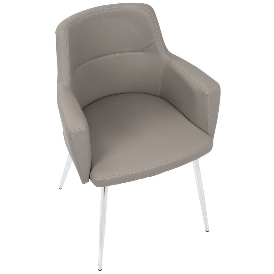 LumiSource Andrew Dining Chair (Set of 2) | Contemporary Grey Fabric and Chrome Metal | Kitchen & Dining Room Seating | Model CH-ANDRWGY2