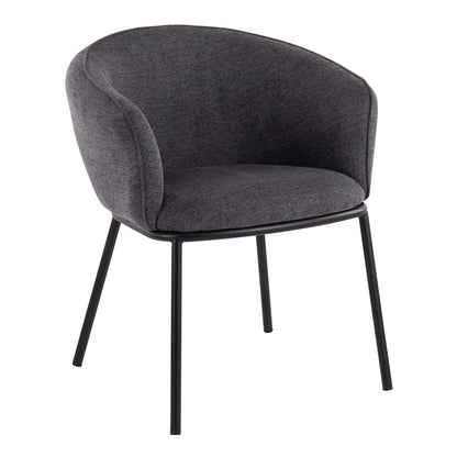 LumiSource Ashland Chair | Contemporary Charcoal Fabric and Black Steel Frame | Living Room & Dining Room Seating | Model CH-ASHLANDBKCHAR