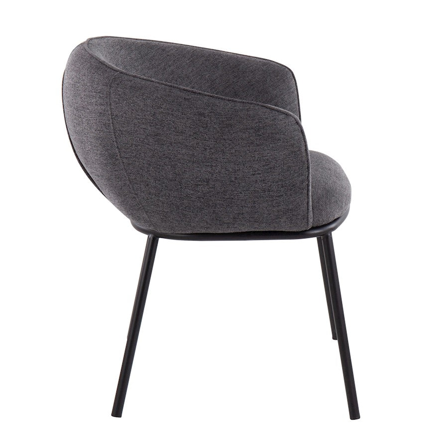 LumiSource Ashland Chair | Contemporary Charcoal Fabric and Black Steel Frame | Living Room & Dining Room Seating | Model CH-ASHLANDBKCHAR