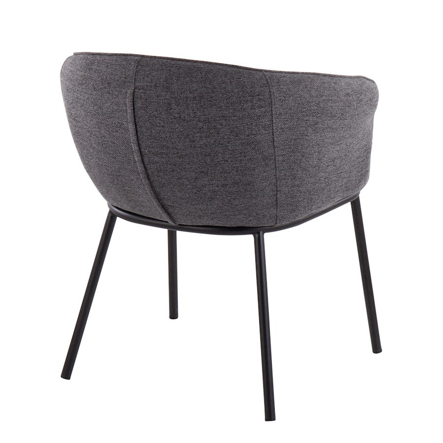 LumiSource Ashland Chair | Contemporary Charcoal Fabric and Black Steel Frame | Living Room & Dining Room Seating | Model CH-ASHLANDBKCHAR
