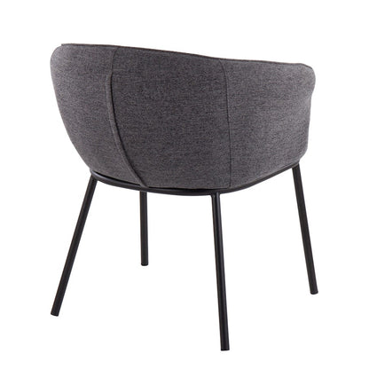 LumiSource Ashland Chair | Contemporary Charcoal Fabric and Black Steel Frame | Living Room & Dining Room Seating | Model CH-ASHLANDBKCHAR