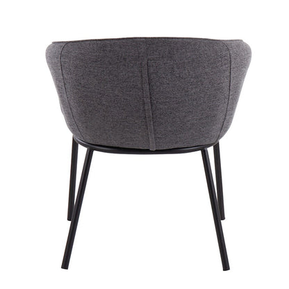 LumiSource Ashland Chair | Contemporary Charcoal Fabric and Black Steel Frame | Living Room & Dining Room Seating | Model CH-ASHLANDBKCHAR