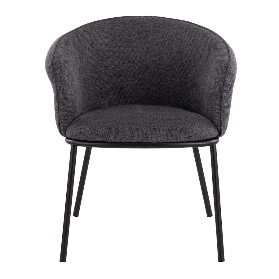 LumiSource Ashland Chair | Contemporary Charcoal Fabric and Black Steel Frame | Living Room & Dining Room Seating | Model CH-ASHLANDBKCHAR