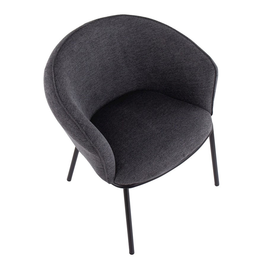 LumiSource Ashland Chair | Contemporary Charcoal Fabric and Black Steel Frame | Living Room & Dining Room Seating | Model CH-ASHLANDBKCHAR