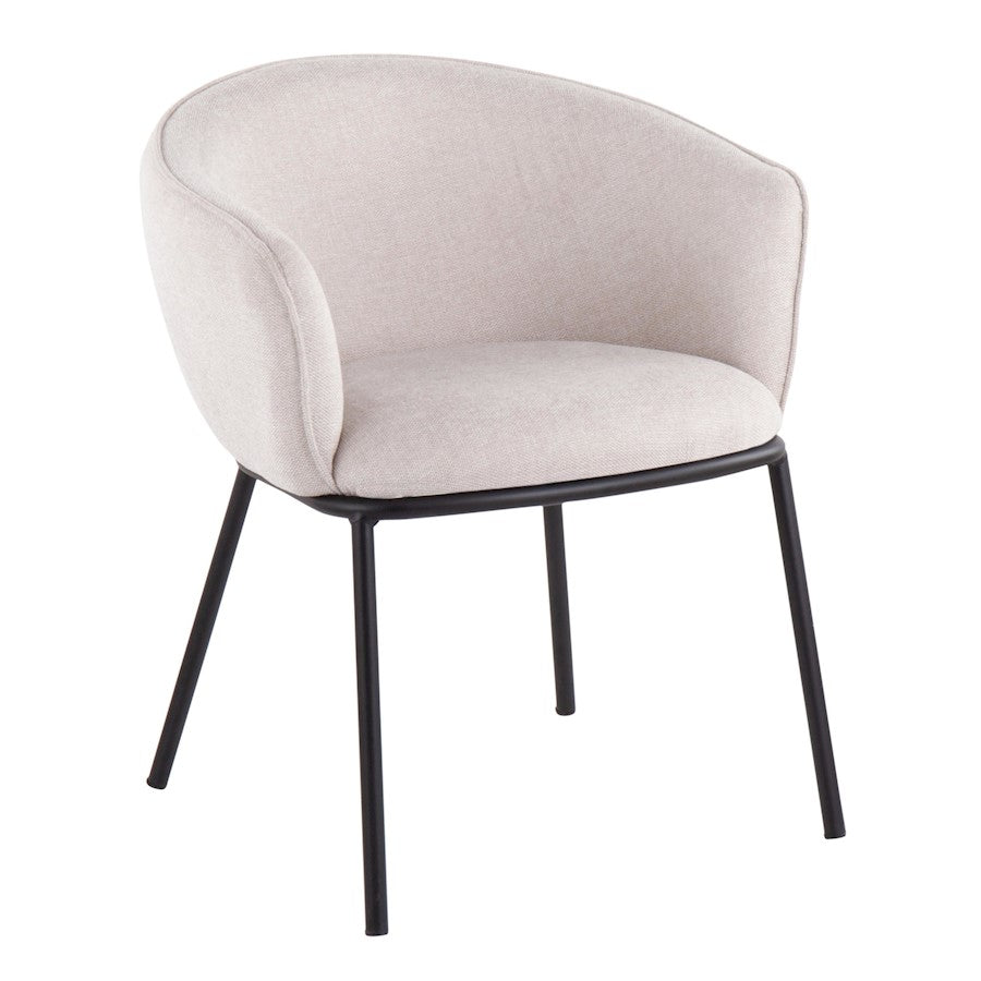 LumiSource Ashland Chair | Contemporary Cream Fabric and Black Steel Frame | Living Room & Dining Room Seating | Model CH-ASHLANDBKCR