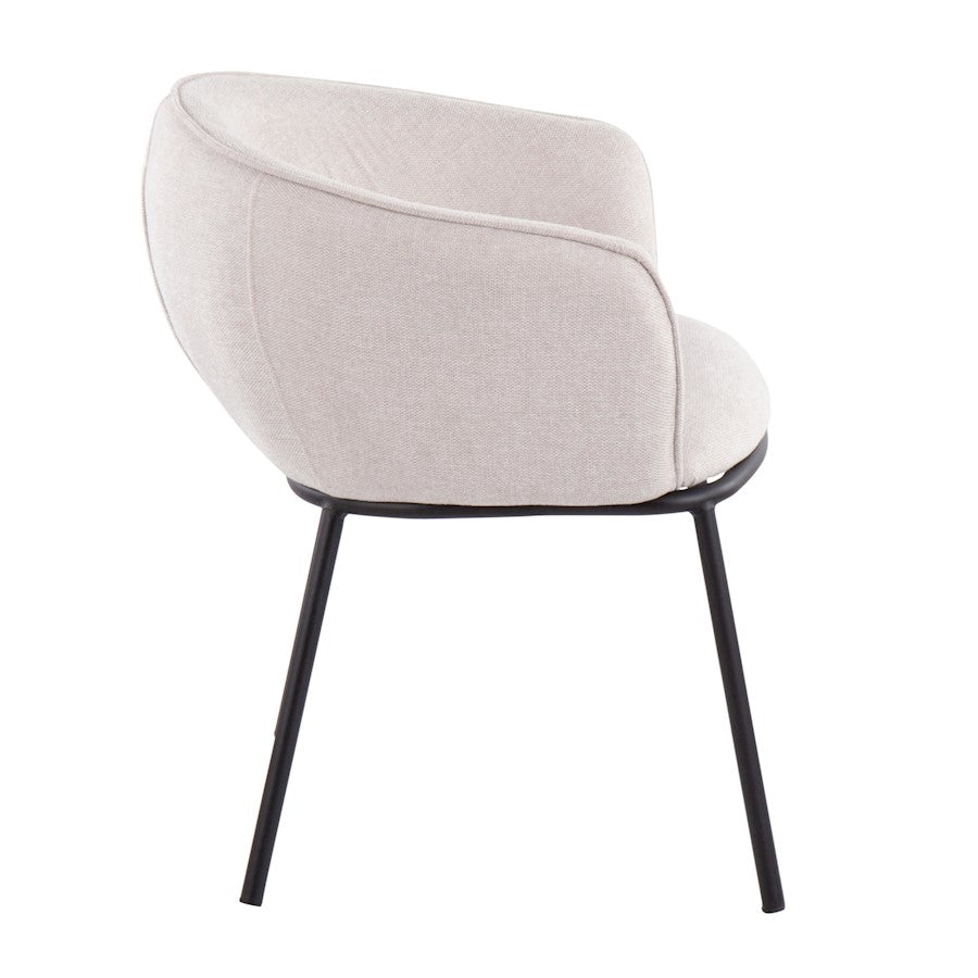 LumiSource Ashland Chair | Contemporary Cream Fabric and Black Steel Frame | Living Room & Dining Room Seating | Model CH-ASHLANDBKCR