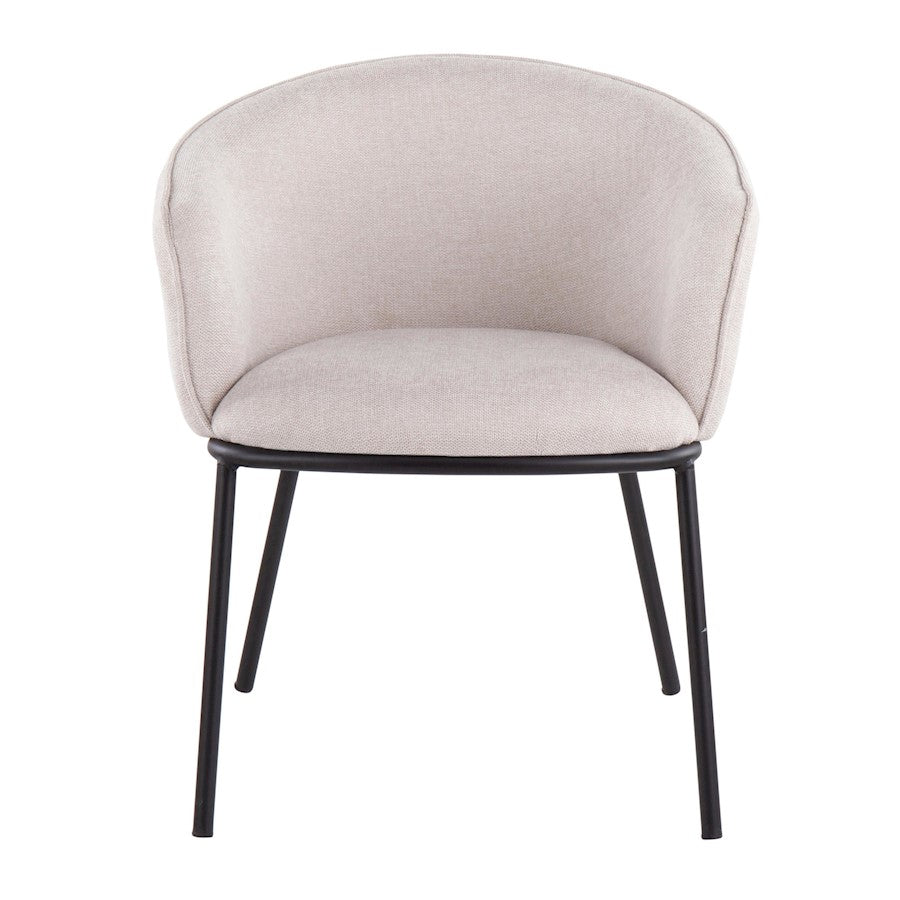 LumiSource Ashland Chair | Contemporary Cream Fabric and Black Steel Frame | Living Room & Dining Room Seating | Model CH-ASHLANDBKCR