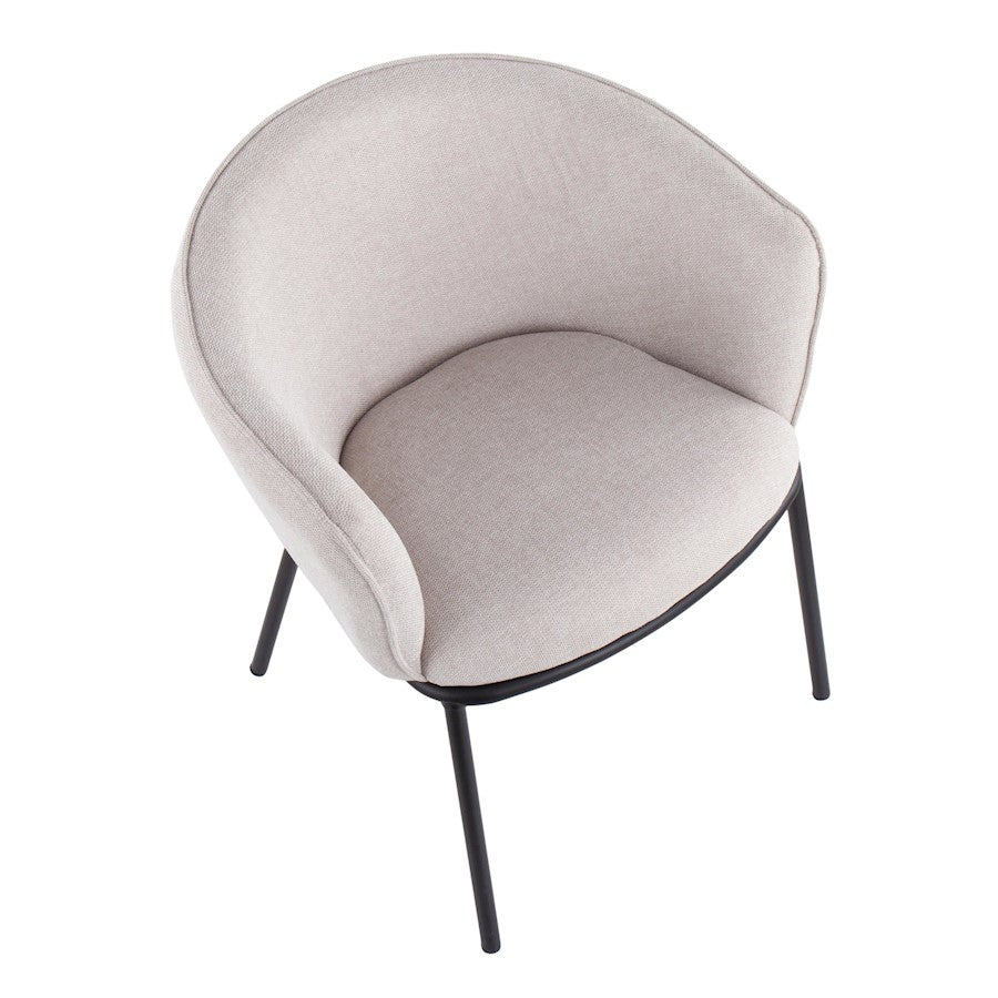 LumiSource Ashland Chair | Contemporary Cream Fabric and Black Steel Frame | Living Room & Dining Room Seating | Model CH-ASHLANDBKCR