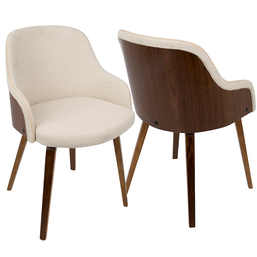 LumiSource Bacci Dining Chair | Mid-Century Walnut Wood and Cream Fabric | Dining Room & Living Room Accent | 21 x 20 x 31 in | Model CH-BCCIWL-CR