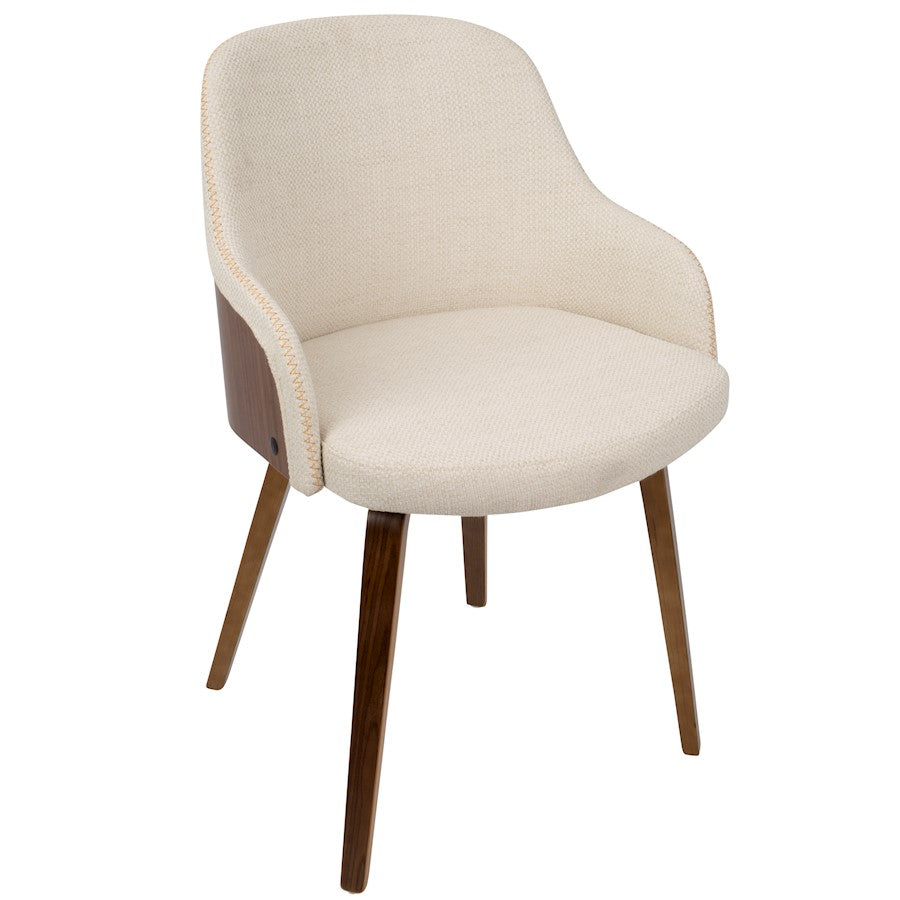 LumiSource Bacci Dining Chair | Mid-Century Walnut Wood and Cream Fabric | Dining Room & Living Room Accent | 21 x 20 x 31 in | Model CH-BCCIWL-CR