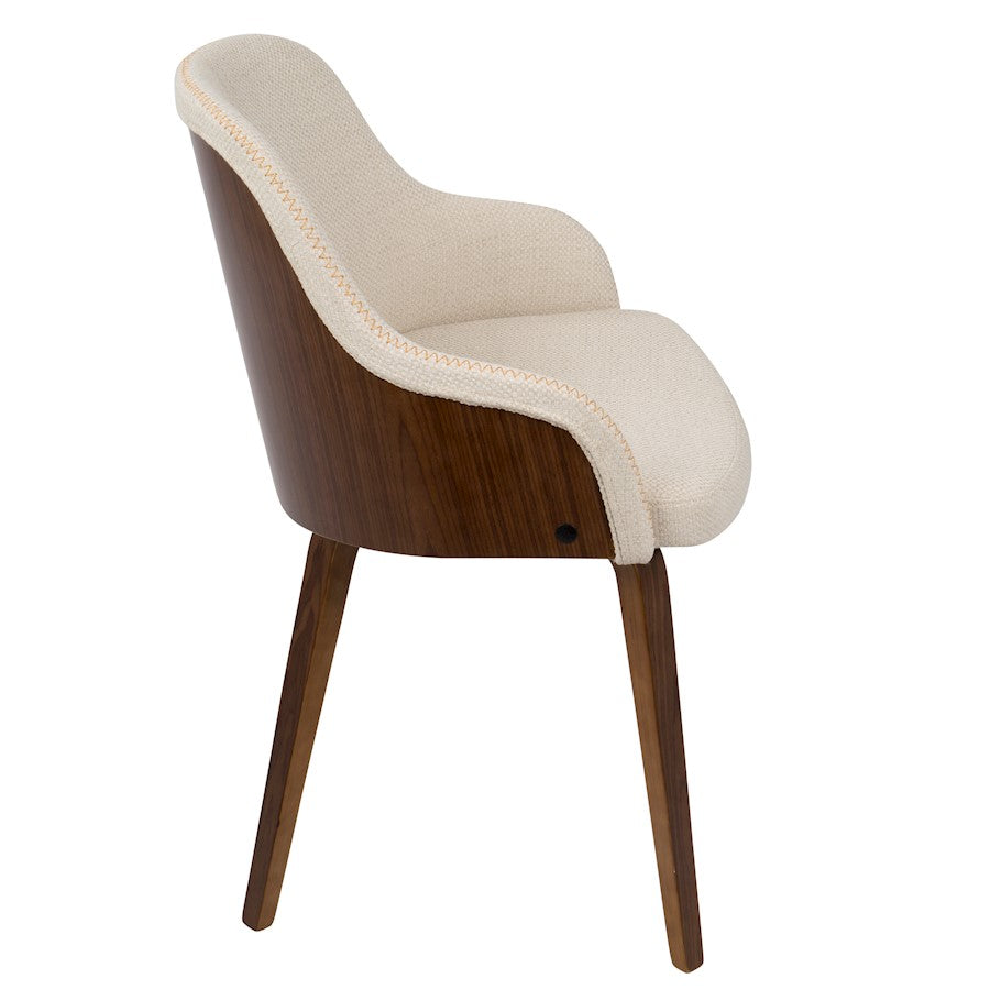 LumiSource Bacci Dining Chair | Mid-Century Walnut Wood and Cream Fabric | Dining Room & Living Room Accent | 21 x 20 x 31 in | Model CH-BCCIWL-CR