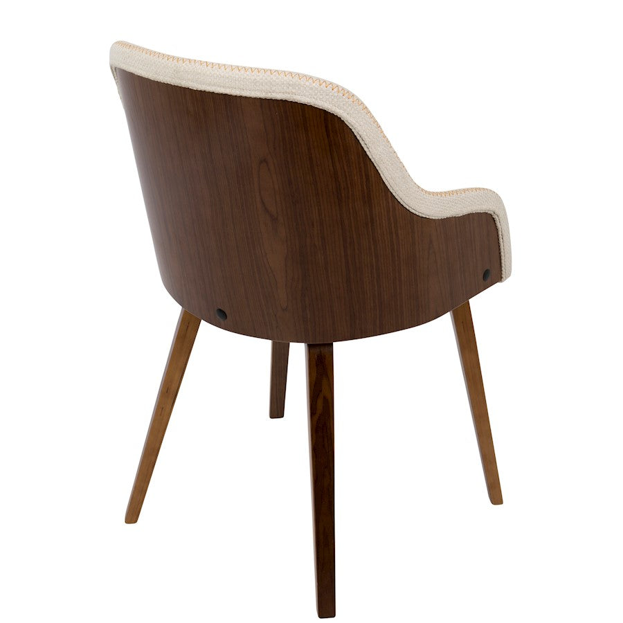 LumiSource Bacci Dining Chair | Mid-Century Walnut Wood and Cream Fabric | Dining Room & Living Room Accent | 21 x 20 x 31 in | Model CH-BCCIWL-CR
