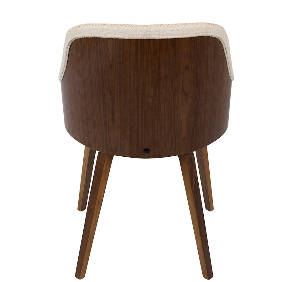 LumiSource Bacci Dining Chair | Mid-Century Walnut Wood and Cream Fabric | Dining Room & Living Room Accent | 21 x 20 x 31 in | Model CH-BCCIWL-CR
