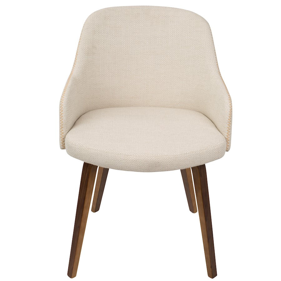 LumiSource Bacci Dining Chair | Mid-Century Walnut Wood and Cream Fabric | Dining Room & Living Room Accent | 21 x 20 x 31 in | Model CH-BCCIWL-CR