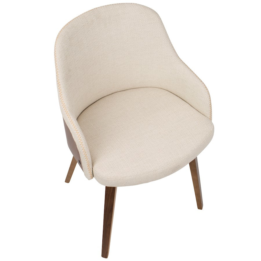 LumiSource Bacci Dining Chair | Mid-Century Walnut Wood and Cream Fabric | Dining Room & Living Room Accent | 21 x 20 x 31 in | Model CH-BCCIWL-CR